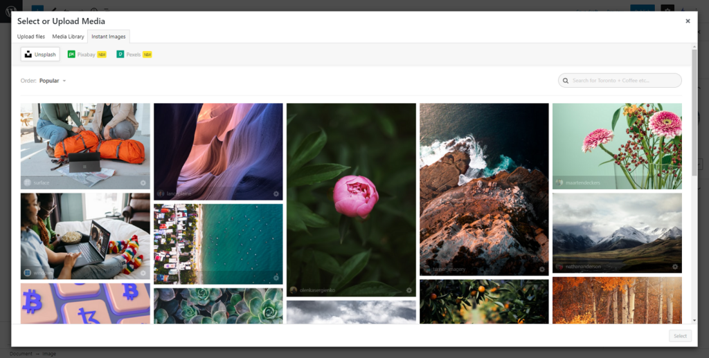 Instant Images open in Vivaldi blog's post editor.