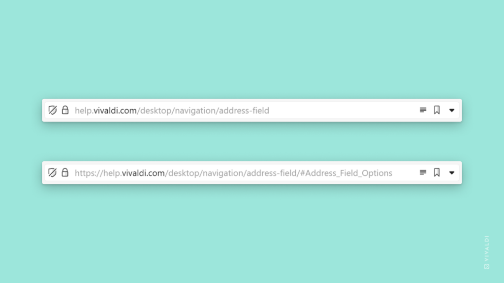 Two Address Fields. One showing only the domain and path, the other showing a full address.