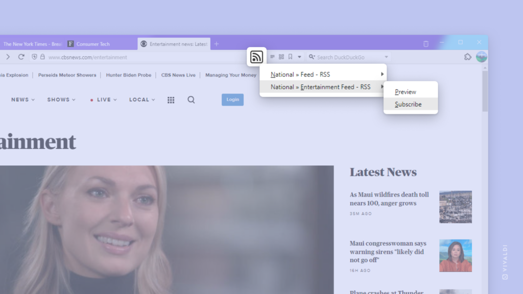 News site that offers feeds open in Vivaldi browser being added to Vivaldi Feeds.