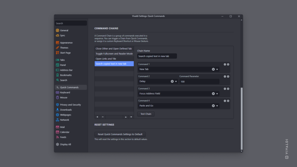 Command Chain settings