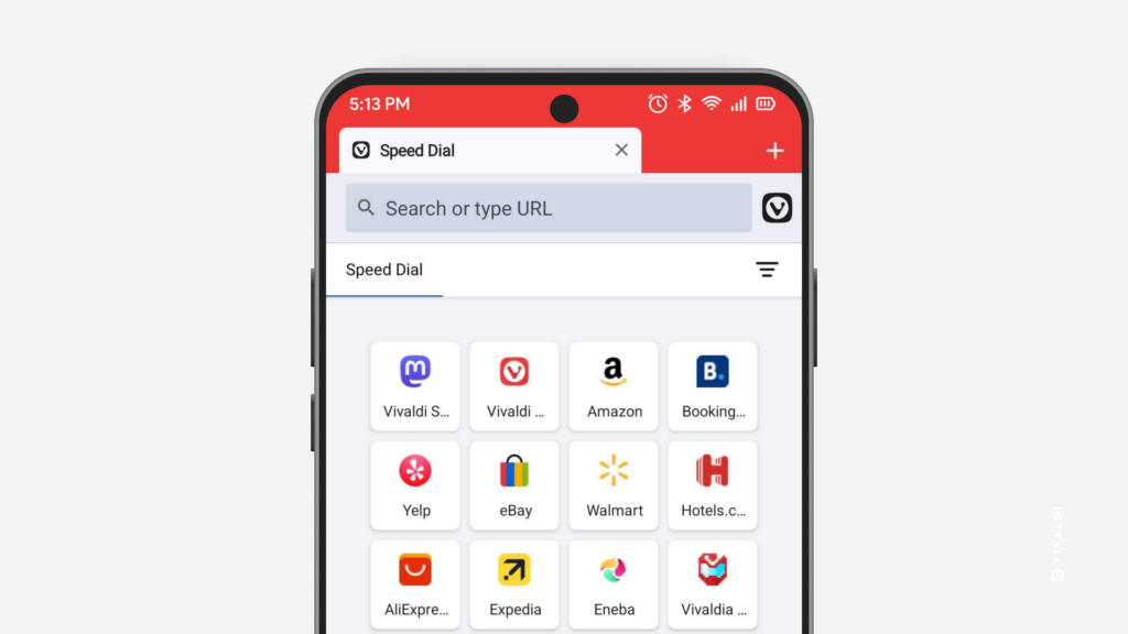 Speed Dial in Vivaldi on Android.