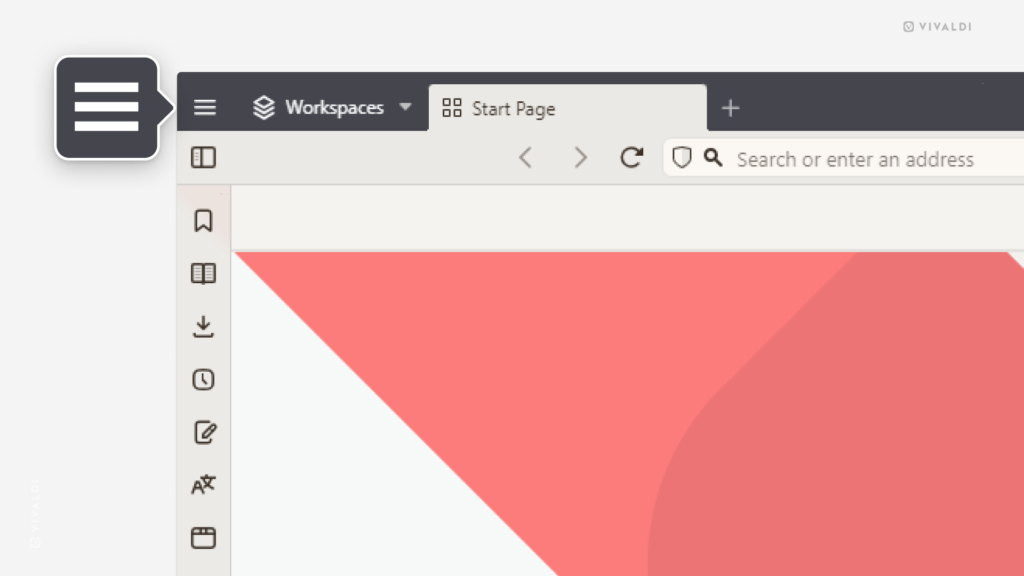 Corner of a Vivaldi browser window highlighting the generic "hamburger" menu icon.
